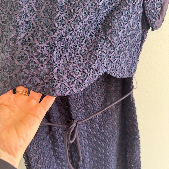 Vintage 60s Navy Ribbon Shift Hourglass Homemade Dress - Picture 4 of 14